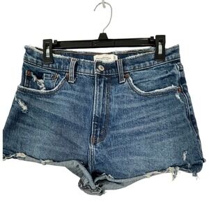 Abercrombie & Fitch High Rise Women's Mom Jean Shorts Distressed Curve 30/10